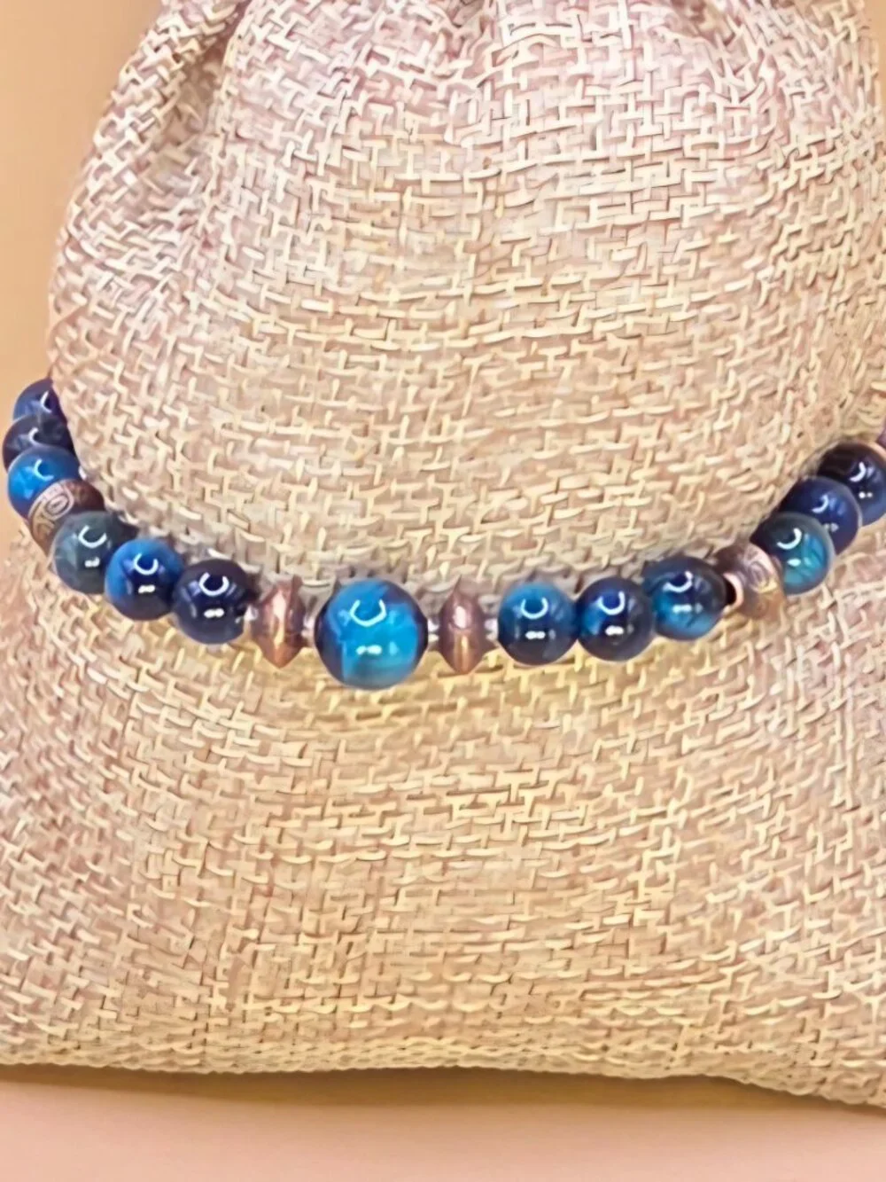 Blue Tiger's Eye and Copper Beaded Bracelet